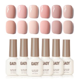 GAOY GAOY Macaron Nail Gel Polish Set Including Peach Pink Nude Shades, Sweet Minimalist Creamy Colors, Opaque Long Lasting Gel for Home & Salon Manicure