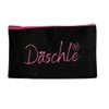 Däschle Cosmetic Bag, Organiser for Make-Up, Black with Pink Lettering,