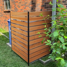 Air Conditioner Fence, 60" W x 38" H Wood Privacy Screens Fence Panels with Metal Stakes, Outdoor Privacy Wall, Pool Equipment Enclosure, Trash Can Enclosures for Outdoor (60'' x 38''- 2 Panels)