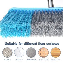 LandHope Heavy Duty Broom, 15.75in Wide Push Broom, 45.67in Long Handle, Adjustable, Floor Sweeper for Indoor Outdoor Commercial Warehouse Home Kitchen Patio Garden Garage