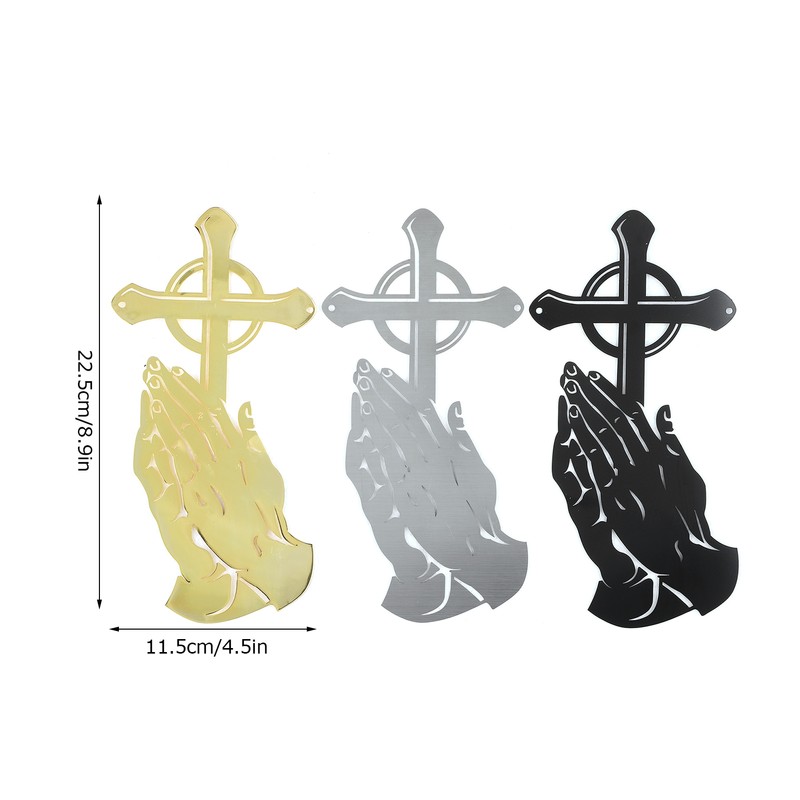 3PCS/Set Peaceful Praying Hands Wall Decor with Religious Cross Garden