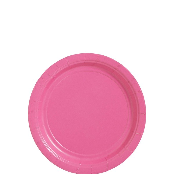 Amscan 640013.103 Party Tableware, Big Party Pack Paper Plates, Party Supplies, Bright 50Ct, Pink, 7"