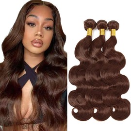 30 32 34 Inch Chocolate Brown Bundle Color 4 Body Wave Human Hair Bundles Brazilian Dark Brown Body Wave Bundles Human Hair Color #4 Bundle