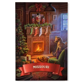 Lantern Press 12x18 Inch Premium Wood Sign, Ready to Hang Wall Decor, Missouri, Christmas Morning