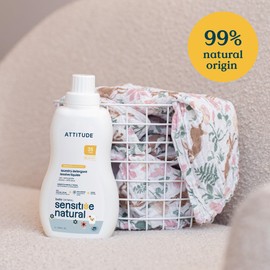 ATTITUDE Baby Laundry Detergent, EWG Verified, Plant and Mineral-Based Formula, HE Compatible, Vegan Household Products, Unscented, Sensitive, 33.8 Fl Oz, 35 Loads