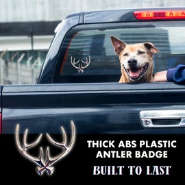 Huge 4.5" Deer Antler Car Emblem for Hunters and Outdoorsmen - Makes a Great Gift for dad or car Sticker - Vehicle Badge