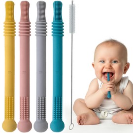 uunida baby Mordedera para Bebe Tubos Huecos de Silicona Libre de BPA - Juguetes para Bebe de 0 a 6 Meses para Aliviar el Dolor de Denticion