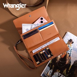 Montana West X Wrangler Western Carved Wristlet Wallets for Women WG196-W056BR