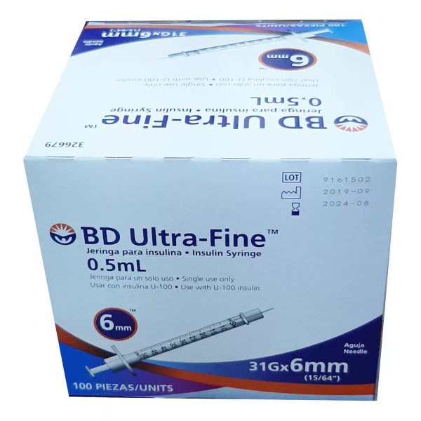 BD Jeringa Insulina 0.5ml 31g X 6 Mm Bd Ultrafine C/100 Pz
