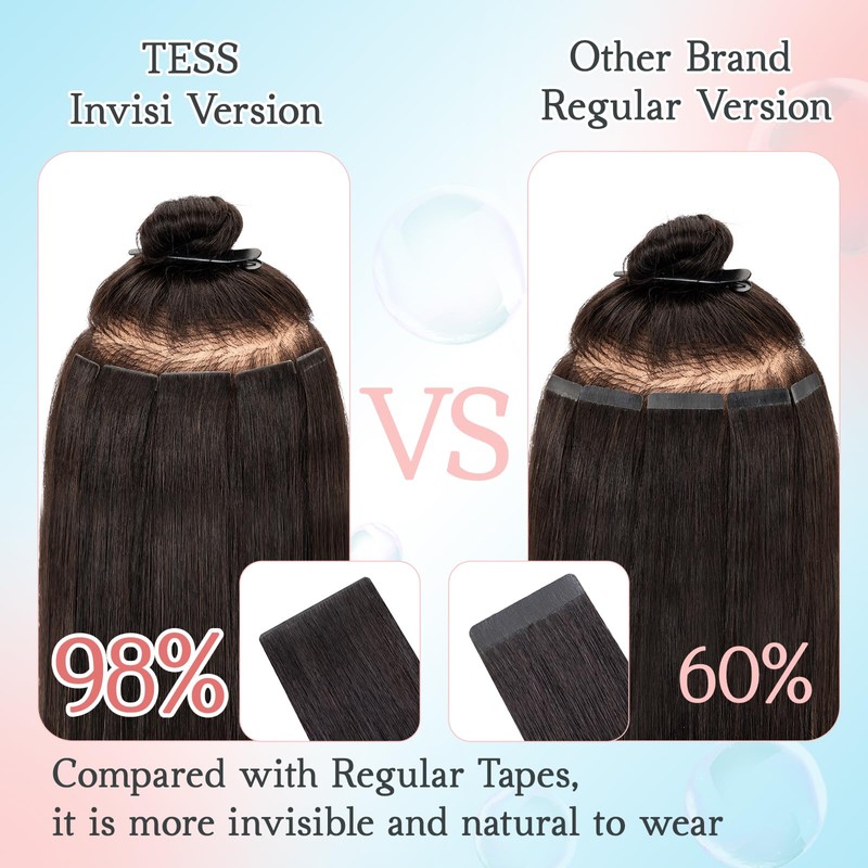 TESS Injected Tape In Hair Extensions Human Hair Highlighted Invisible