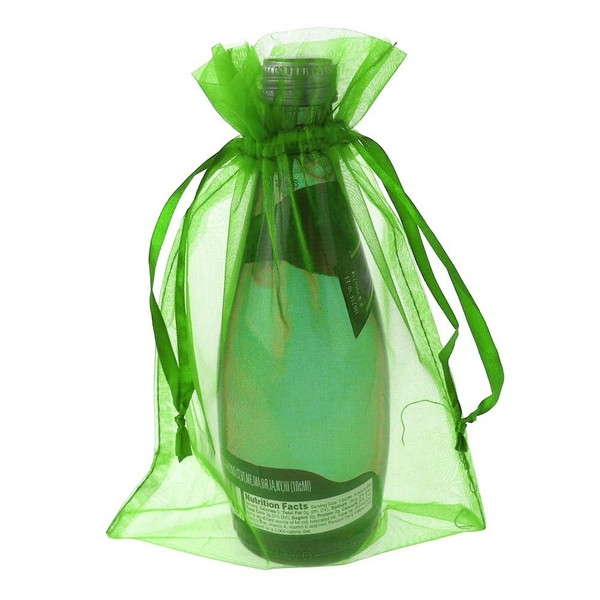 Sheer Organza Favor Pouch Bags, 12-Pack (6" x 9", Apple Green)