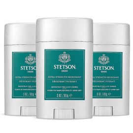 STETSON Personal Care Extra Strength Deodorant by Scent Beauty - Gel Men's Deodorant Stick for Grooming Kit - 3 oz - 3 Pack - Oasis