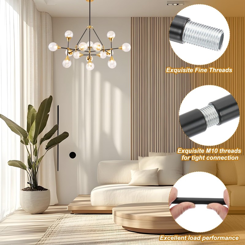 PATIKIL Threaded Extension Rod,6 Set 12" M10 x 1mm Fine