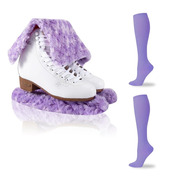 Qchengsan Skate Guards Plus Ice Skating Socks,Ice Skate Blade Cover,Fuzzy