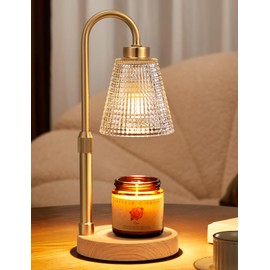 Innqoo Wood Color& Clear Candle Warmer Lamp with Timer, Dimmable Candle Warmer for Jar Candles, Height Adjustable Wax Melts Warmer, Birthday Gifts for Women Mom, House Warming Gifts New Home Decor
