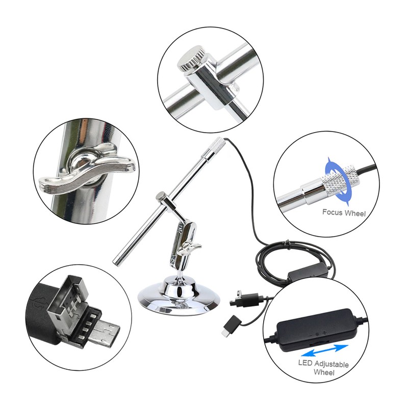 Portable Digital USB Microscope Inspection Magnifier IP67 Waterproof Camera Built-in