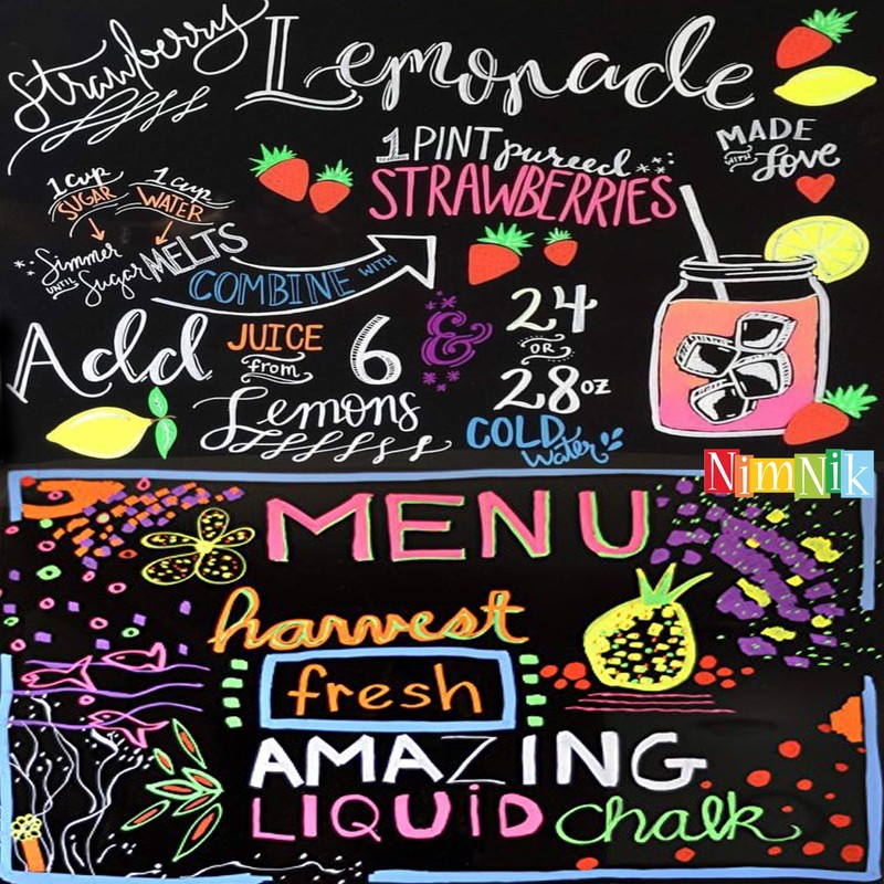 NIMNIK Liquid Chalk Markers Pens - Chalk Pens 6mm Reversible