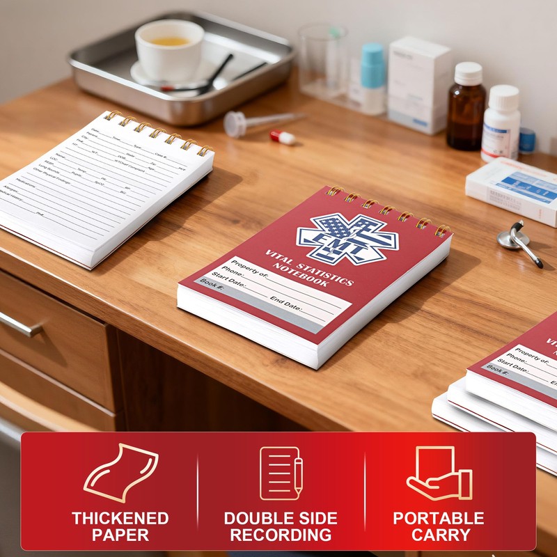 BNMBQKL 3 Pack First Responders Vital Statistics Notebook, 5.7" x