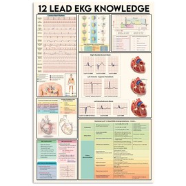 JIUFOTK 12 Read Ekg Knowledge Metal Signs Vintage Office Decor Doctor Science Guide Tin Poster Home Clinic Wall Decoration Plaque 12x18 Inches