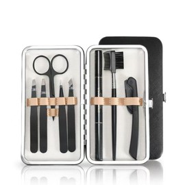 XFJSAK 8-piece eyebrow grooming set, professional eyebrow grooming set includes 4 eyebrow holders with different tips, eyebrow clippers, eyebrow comb, eyebrow shaper and eyebrow pencil.