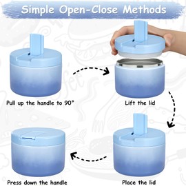 Pawtong 12oz Insulated Vacuum Food Jar with Buckle Lid Wide Mouth Soup Thermo for Hot Food Kids Leakproof Stainless Steel Lunch Container (Gradient Blue, 12OZ)