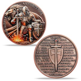 ACGZQY Lion and Knight Coin - Christian Challenge Coin - Inspirational Warrior Token Inspirational Knight Spirit Motivational Gifts (B)