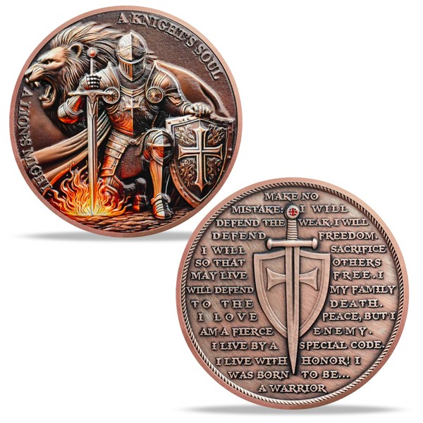 ACGZQY Lion and Knight Coin - Christian Challenge Coin -