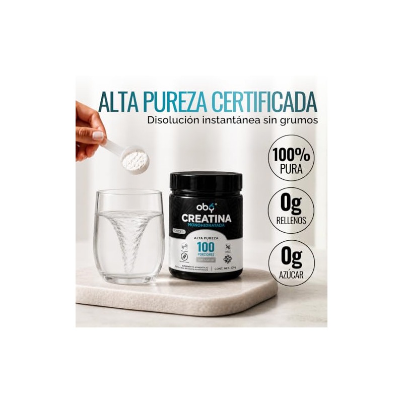 Oby Creatina Monohidratada Micronizada en Polvo | 100% Alta Pureza