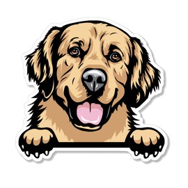 Golden Retriever Peeking Paws Sticker (2 Pack) 4” x 3.5” Golden Retriever Vinyl Decals for Cars, Car Windows, Water Bottles, Phones. Gift for Golden Retriever Owner