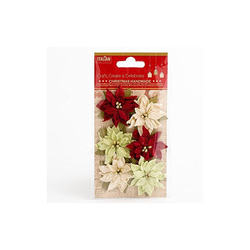 4.5cm Medium Mixed Colour Poinsettia Christmas Flower Card Making Craft