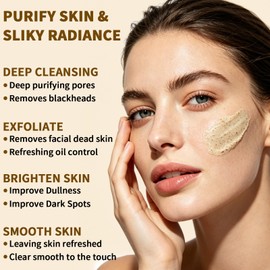 Vitamin C Face Scrub & Turmeric Face Scrub, Exfoliating Facial Wash, Facial Scrub Exfoliator, Exfoliating Scrub Face Cleanser for Women Men, Brightening, Improve Dullness Dark Spot, 3.53 oz (2 Pack)