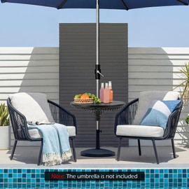 HAPPYGRILL Patio Umbrella Table Tray, 23” Outdoor Round Tray Fits 1.5”/1.34”/1.26” Pole, Portable Coffee End Table for Beach Garden Poolside