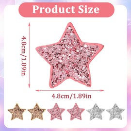 6PCS Star Hair Clips Set, Y2k Star Non-slip Snap Hair Clips Cute Glitter Kawaii Barrettes, Rave Accessories for Girls and Women - Champagne Peach Pink Bright Silver Style