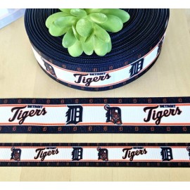 Unbranded 7/8 & 1.5" (1 YD) Detroit Tigers Grosgrain Ribbon Baseball Cheer Bow Ribbon - 1 1/2"