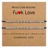 EQUBIO Stainless Steel Morse Code Bracelet, Adjustable Cord, Birthday Gift