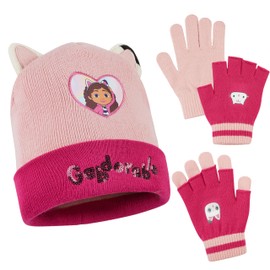 Gabby's Dollhouse Girls Winter Hat and Gloves Set - Gifts for Girls, pink