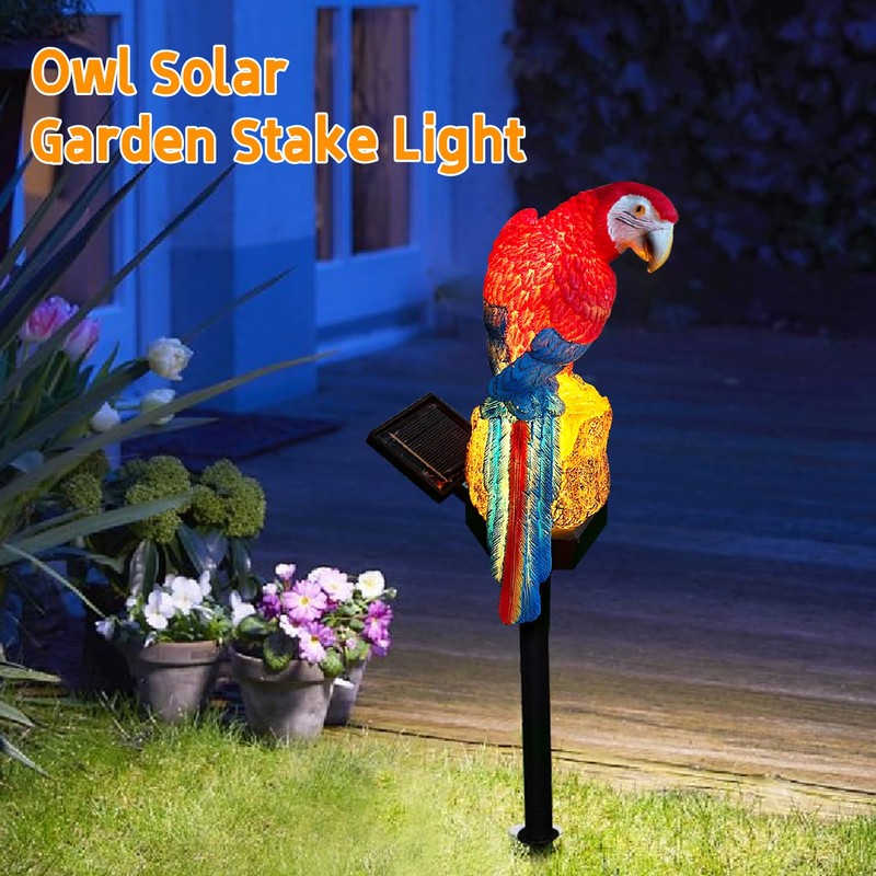 Solar Parrot Statue Garden Stakes - Outdoor Decorative Lighting, Ideal