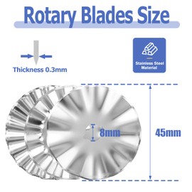 Mesee 9Pcs 45mm Pinking Rotary Cutter Blades 3 Types Wave Rotary Blade Set Decorative Edge Blades Replacement Refill Quilting Cutting Tool Accessories for Sewing Fabric Leather Paper Arts Crafts