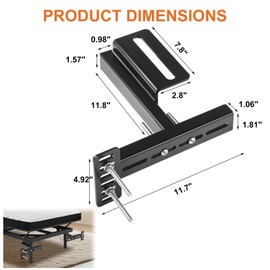 Colinktool Adjustable Headboard Bracket Kit - Black Metal Bed Frame Wall Mounting Brackets Compatible with Most Bed