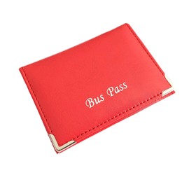 Lorenz Leather Effect Grained PU Bus Pass Cover Holder with Zip up Coin Pocket - Red