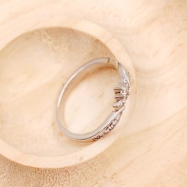 JunyiDIY Women’s Stackable 925 Silver Enhancer Wedding Band– Anniversary Engagement Cubic Zirconia Crown Rings for Bridal Women GF Wife S925 Silver Rings YA5466