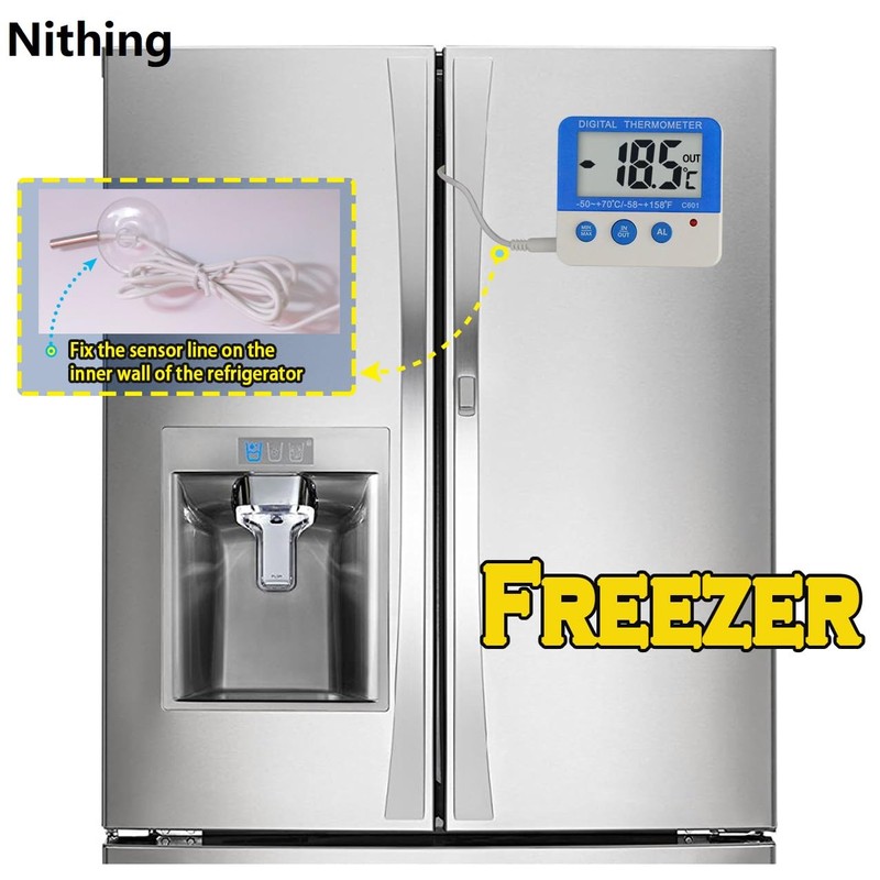 Fridge Freezer Thermometer Max/Min Memory Refrigerator Thermometer High & Low