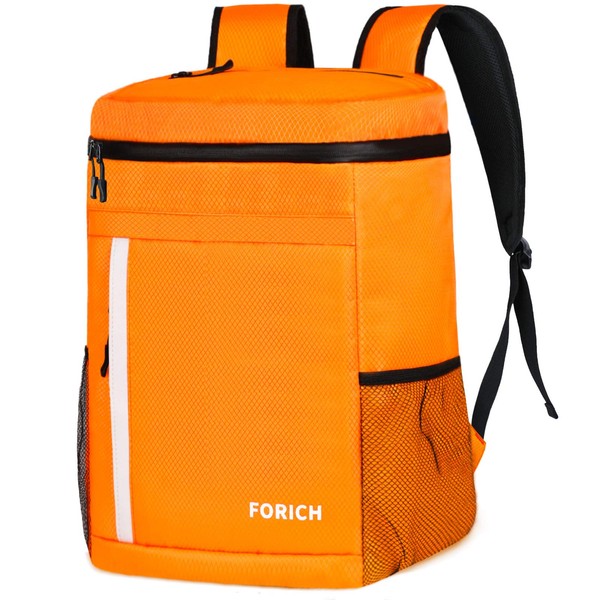 FORICH Cooler Backpack Soft Backpack Cooler Bag Leak Proof Insulated Cooler Backpacks to Beach Camping Hiking Picnic Work Lunch Travel for Men Women (Orange)