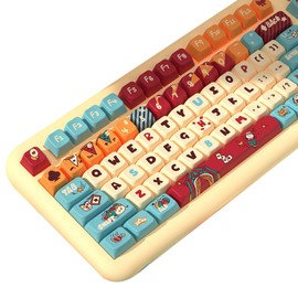 daixiahu Cat Circus Theme keycaps 158 Key PBT keycaps MDA Custom keycap Set is Suitable for 61/87/104/108 Cherry MX Switch and Other Mechanical Keyboards