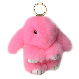 Xsclpomddy Cute Plush Rabbit Keyring Plush Bunny Keyring Pom Poms Bag Pendant Handbag Car Key Decoration, pink