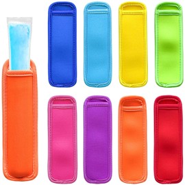 Ice Lolly Holder, Pack of 8 Popsicle Holder Bags, Colourful Reusable Popsicle Bags, Water Ice Pop Sleeves, Frost Protection Ice Popsicle Sleeves for Summer