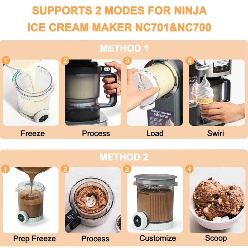 NiuBeBe Ninja Swirl CREAMi Replacement Containers, Compatible with Ninja Creami