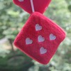 Pair 3” Fuzzy Plush Dice Heart Shape Decor for Car