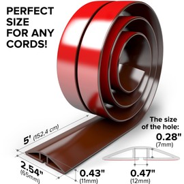 Floor Cord Cover X-Protector - 5’ Overfloor Cord Protector - Self-Adhesive Power Cable Protector - Silicone Cord Protector - Ideal Extension Cord Cover to Protect Wires On Floor (60 in)