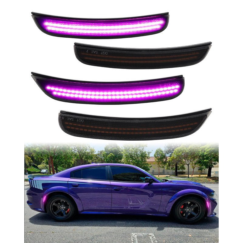 PWOBVZ Pink Purple LED Side Marker Lights for Dodge Charger